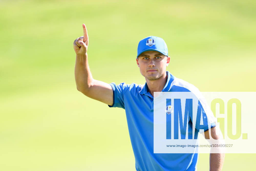 Ludvig Aberg of Team Europe celebrates during the first round of the Ryder Cup on September 29, 2023 in Rome Photo Mathias Bergeld BILDBYRAN kod MB MB0736 golf ryder cup day 1 bbeng round 1 jubel