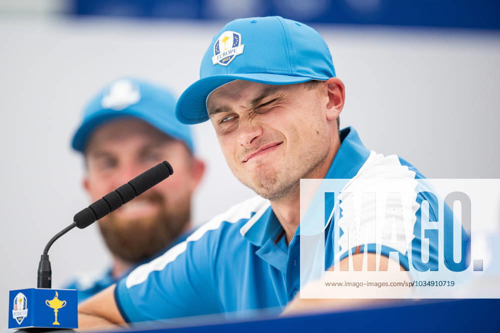 Ludvig Aberg of Team Europe at a press conference during the first round of the Ryder Cup on September 29, 2023 in Rome Photo Mathias Bergeld BILDBYRAN kod MB MB0736 golf ryder cup day 1 bbeng round 1 presskonferens press conference