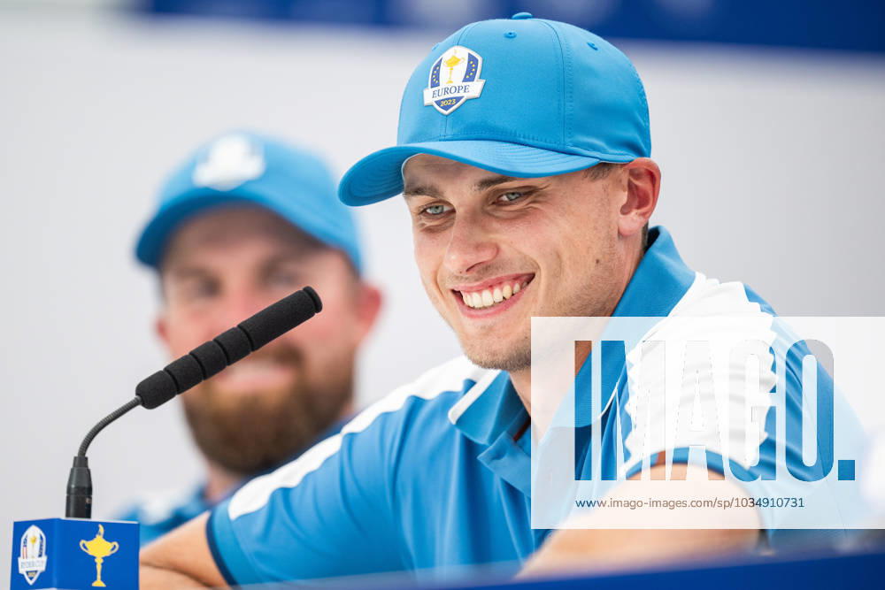 Ludvig Aberg of Team Europe at a press conference during the first round of the Ryder Cup on September 29, 2023 in Rome Photo Mathias Bergeld BILDBYRAN kod MB MB0736 golf ryder cup day 1 bbeng round 1 presskonferens press conference