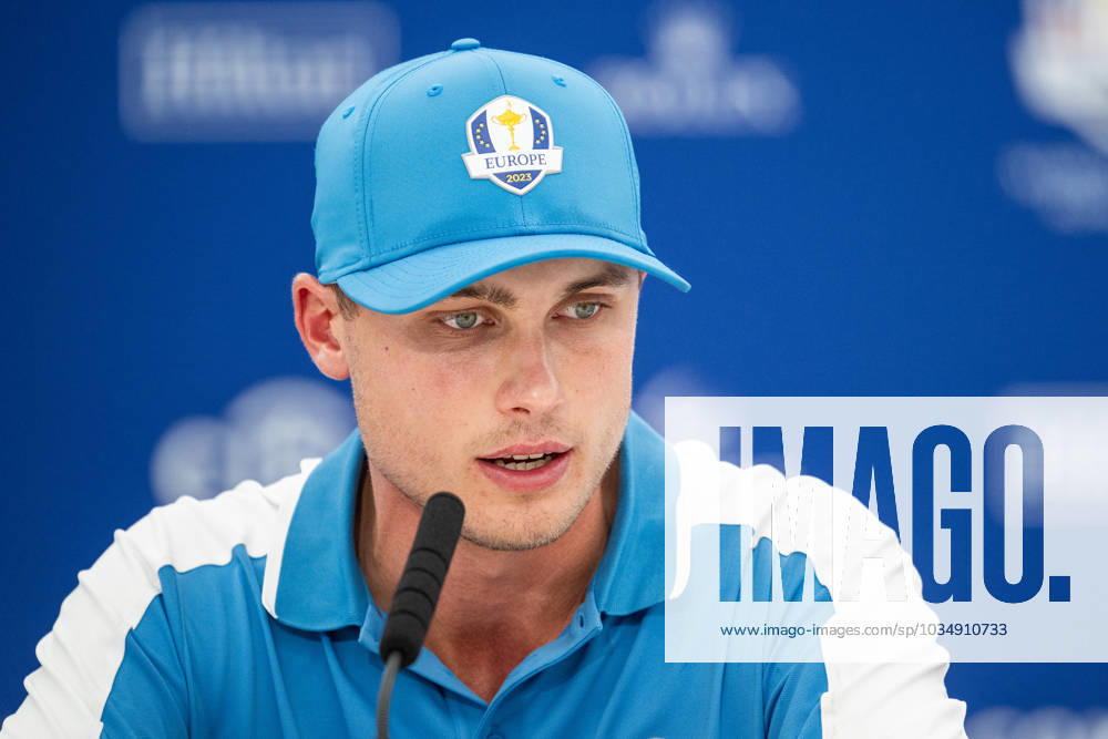 Ludvig Aberg of Team Europe at a press conference during the first round of the Ryder Cup on September 29, 2023 in Rome Photo Mathias Bergeld BILDBYRAN kod MB MB0736 golf ryder cup day 1 bbeng round 1 presskonferens press conference