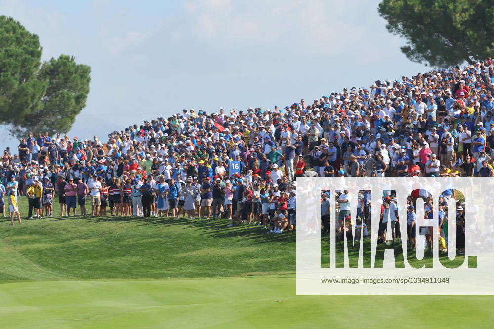 Rome, Italy 29.09.2023: Spectators follow Foursomes Session at RYDER CUP 2023 at Marco Simone Golf & Country Club di Guidonia Montecelio, Roma