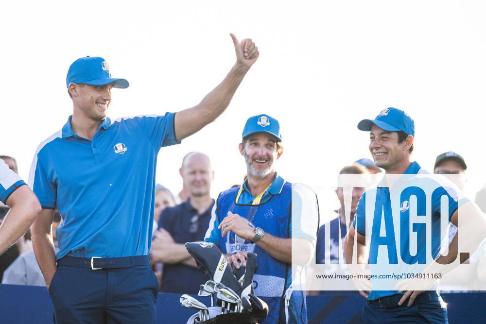 Ludvig Aberg and Viktor Hovland of Team Europe in a foursome match during day one of the Ryder Cup on September 29, 2023 in Rome Photo Mathias Bergeld BILDBYRAN kod MB MB0736 golf ryder cup day 1 bbeng round 1