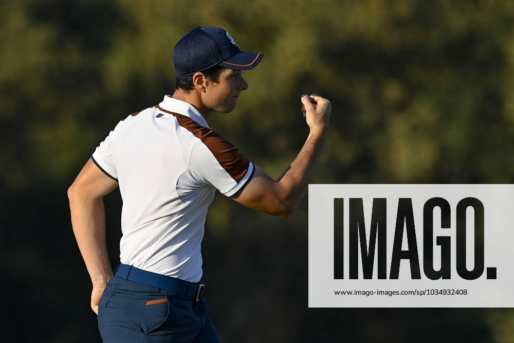 Europe s Norwegian golfer Viktor Hovland reacts during the Foursome matches on the second day of the 2023 Ryder Cup golf tournament at Marco Simone Golf Club in Guidonia, near Rome, Italy, 30 September 2023. The 44th Ryder Cup matches between the US and Europe will be held in Italy from 29 September to 01 October 2023. .ANSA RICCARDO ANTIMIANI 2023 Ryder Cup golf tournament - ZUMAa110 20230930_zaf_a110_019
