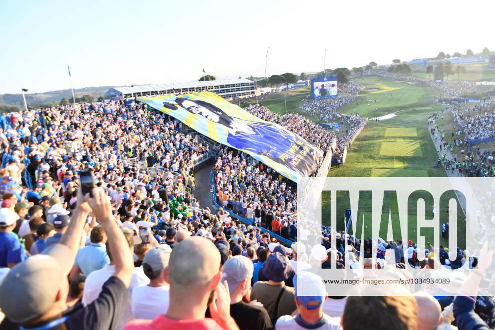 Golf match - Ryder Cup 2023 Tribune 1th hole during the Ryder Cup 2023 at Marco Simone Golf & Country Club on September 30, 2023 in Rome Italy. Rome Italy