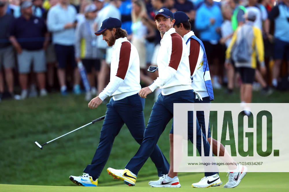 Rome, Italy 30.09.2023: Rory MCILROY Tommy FLEETWOOD at Session One - Foursomes at RYDER CUP 2023 at Marco Simone Golf & Country Club di Guidonia Montecelio, Roma