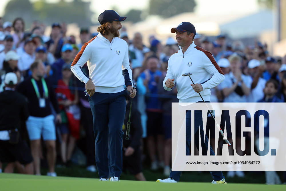 Rome, Italy 30.09.2023: Rory MCILROY Tommy FLEETWOOD at Session One - Foursomes at RYDER CUP 2023 at Marco Simone Golf & Country Club di Guidonia Montecelio, Roma