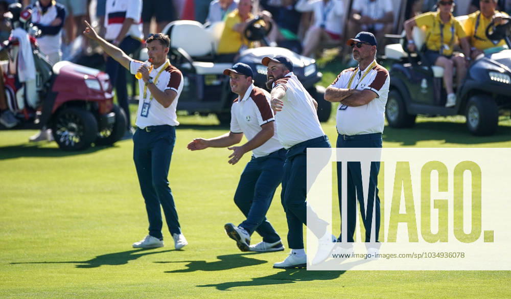 2023 Ryder Cup, Marco Simone Golf and Country Club, Rome, Italy 30 9 2023 Morning Foursome Matches Shane Lowry celebrates Shane Lowry celebrates 30 9 2023