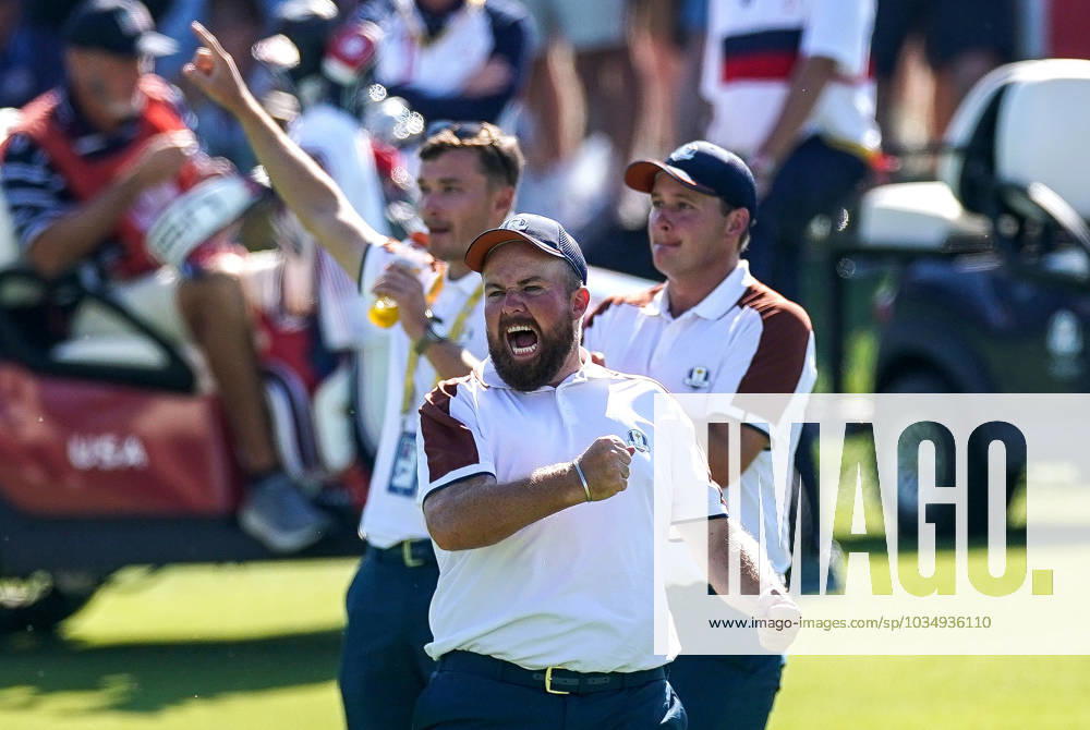 2023 Ryder Cup, Marco Simone Golf and Country Club, Rome, Italy 30 9 2023 Morning Foursome Matches Shane Lowry celebrates Shane Lowry celebrates 30 9 2023
