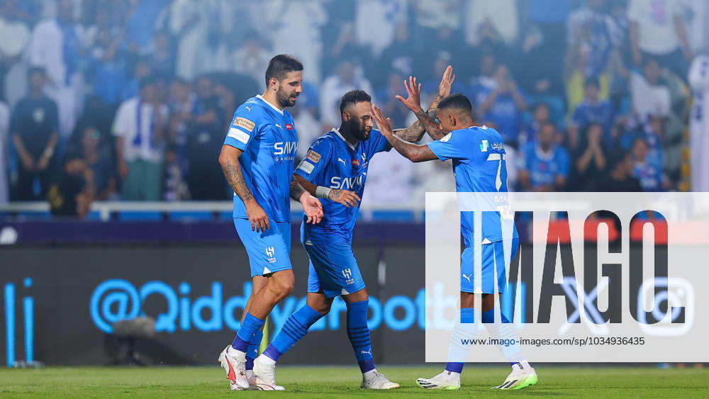 SAFF Roshn Saudi Pro League 2023-24 MD8 Aleksandar Mitrovic of Al-Hilal SFC celebrates after scoring during the Match Day 8 of the SAFF Roshn Saudi Pro League 2023-24 between Al-Hilal SFC and Al-Shabab FC at the Prince Faisal bin Fahd Stadium on September 29, 2023 in Riyadh, Saudi Arabia. Riyadh Prince Faisal bin Fahd Stadium Kingdom of Saudi Arabia