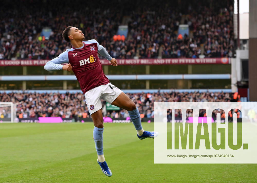Birmingham, England, 30th September 2023. Jacob Ramsey of Aston Villa celebrates scoring his teams fifth goals of the game during the Premier League match at Villa Park, Birmingham. Picture credit should read: Gary Oakley Sportimage . SPI-2610-0039