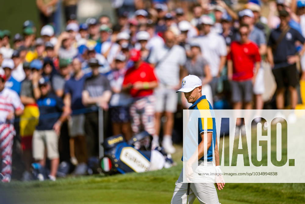 Ludvig Aberg of Team Europe in a singles match during day three of the Ryder Cup on October 1, 2023 in Rome Photo Mathias Bergeld BILDBYRAN kod MB MB0738 golf ryder cup day 3 bbeng