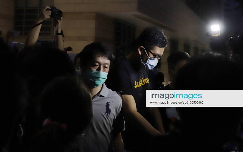 Members of the HONG KONG DEMOCRATIC PARTY and the current lawmakers in the HKSAR Legislative Council, Lam Cheuk-ting ( R ) and Ted Hui ( L ) are released on bail on the evening leaving the courthouse surrounded by multiple of medias.Aug-27,2020 Hong Kong.ZUMA Hong Kong CHINA - ZUMAl137 20200827_zap_l137_017