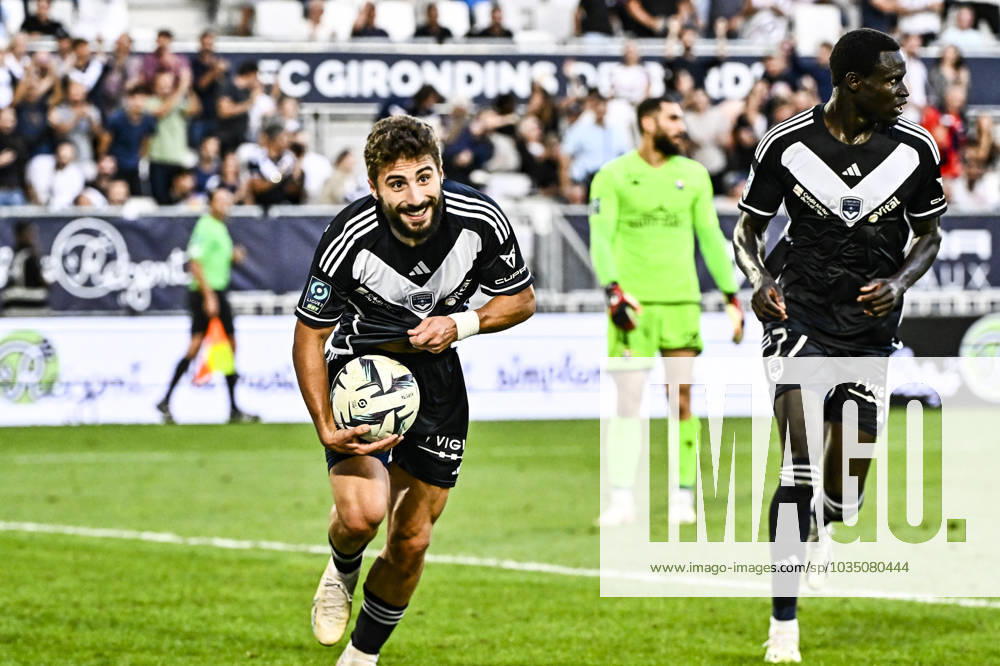 But et joie Zuriko Davitashvili (gir) FOOTBALL : Bordeaux vs Caen - 7eme Journee du Championnat de France de Ligue 2 BKT - Bordeaux - 03-10-2023 ThierryBreton Panoramic