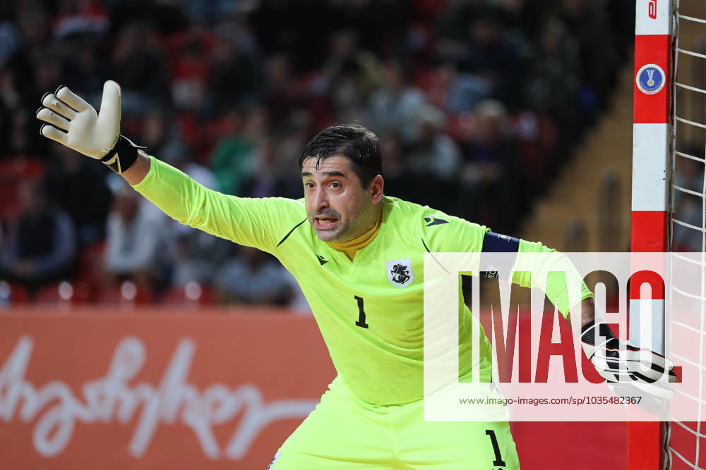 Zviad Kupatadze of Georgia during the FIFA futsal World Cup Qualification, Fourth stage, match between Georgia and Finland at the Tbilisi sports palace on October 7, 2023 in Tbilisi, Georgia. Tbilisi Tbilisi Sports Palace, Bidzina Kvernadze street, Saburtalo District, Tbilisi, 0171, Georgia Georgia