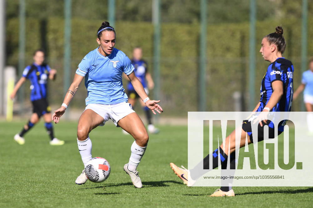 Italian football Serie A Women match - Lazio Women vs FC Internazionale Women Adriana Gomes Faria of S.S. Lazio Women and Chiara Robustellini of F.C. Inter during Women s Italian Cup round of 16 between S.S. Lazio Women vs F.C. Inter, 12 October 2023, Stadium Mirko Fersini, Formello Italy. Rome Italy