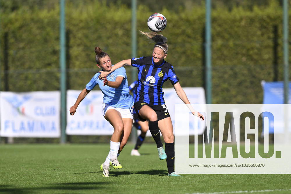 Italian football Serie A Women match - Lazio Women vs FC Internazionale Women Claudia Palombi of S.S. Lazio Women and Katie Bowen of F.C. Inter during Women s Italian Cup round of 16 between S.S. Lazio Women vs F.C. Inter, 12 October 2023, Stadium Mirko Fersini, Formello Italy. Rome Italy