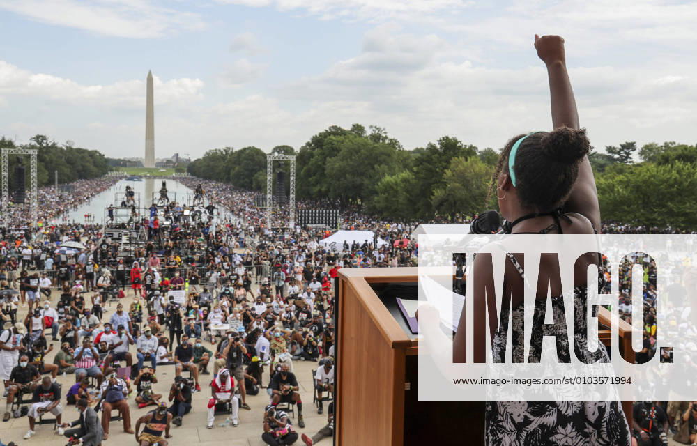 Yolanda Renee King, granddaughter of Rev. Martin Luther King Jr., speaks at the Get Your Knee Off Our Necks Commitment March on Washington 2020 at the Lincoln Memorial in Washington, DC, on August 28, 2020. The 2020 March on Washington comes on the 57th anniversary of Dr. Martin Luther King s historic march, when he delivered his I Have a Dream speech. WAX20200828358 JONATHANxERNST