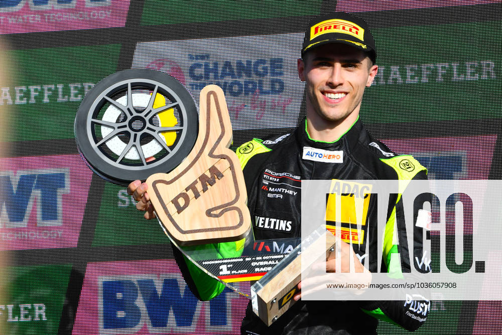 sports motorsport, DTM race season 2023 Hockenheim, race winner and DTM champion 2023 Thomas Preining A Manthey EMA , Porsche 911 GT3 R Hockenheim eel-fotografie Eberhard Krieger