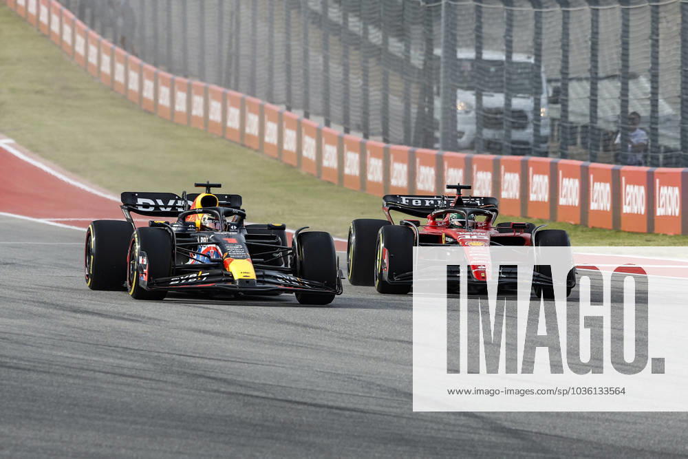 F1 2023 United States Grand Prix Start of the race 01 Max Verstappen of Netherlands, Oracle Red Bull Racing, RB19 - Honda RBPT, action 16 Charles Leclerc of Monaco, Scuderia Ferrari, SF-23 - Ferrari, action during the Formula 1 Lenovo United States Grand Prix of FIA Formula One World Championship, WM, Weltmeisterschaft from 19th to 22th of October, 2023 on the Circuit of the Americas, in Austin, Texas, United States of America. Austin Texas United States