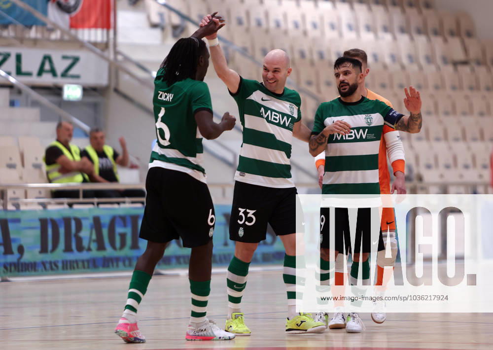 UEFA Futsal Champions League Ayat v Sporting OMIS, CROATIA - OCTOBER 26: Taynan of Sporting CP celebrate after scoring during UEFA Futsal Champions League Group 1 match between Ayat and Sporting at Sports Hall Ribnjak on October 26, 2023 in Omis, Croatia. IvanaxIvanovic PIXSELL