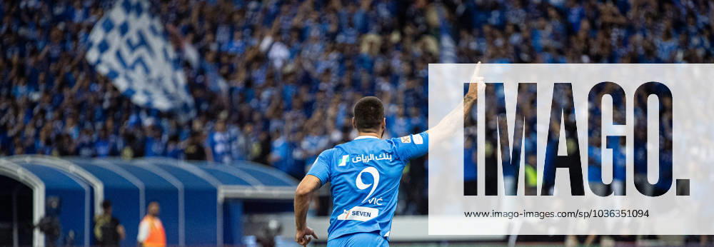 SAFF Roshn Saudi Pro League 2023-24 MD11 Aleksandar Mitrovic of Al-Hilal SFC celebrates after scoring a goal during the Match Day 11 of the SAFF Roshn Saudi Pro League 2023-24 between Al-Hilal SFC vs Al-Ahli SFC at King Fahd International Stadium on October 27, 2023 in Riyadh, Saudi Arabia. Riyadh King Fahd International Stadium Saudi Arabia