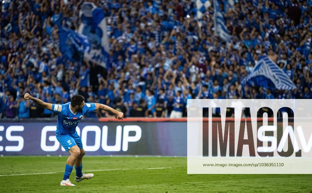 SAFF Roshn Saudi Pro League 2023-24 MD11 Aleksandar Mitrovic of Al-Hilal SFC celebrates after scoring a goal during the Match Day 11 of the SAFF Roshn Saudi Pro League 2023-24 between Al-Hilal SFC vs Al-Ahli SFC at King Fahd International Stadium on October 27, 2023 in Riyadh, Saudi Arabia. Riyadh King Fahd International Stadium Saudi Arabia