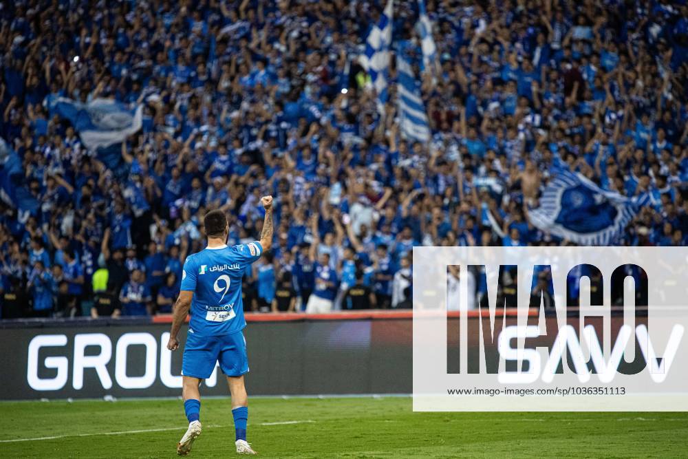 SAFF Roshn Saudi Pro League 2023-24 MD11 Aleksandar Mitrovic of Al-Hilal SFC celebrates after scoring a goal during the Match Day 11 of the SAFF Roshn Saudi Pro League 2023-24 between Al-Hilal SFC vs Al-Ahli SFC at King Fahd International Stadium on October 27, 2023 in Riyadh, Saudi Arabia. Riyadh King Fahd International Stadium Saudi Arabia