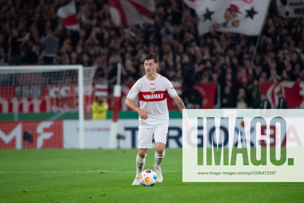Angelo Stiller VfB Stuttgart, 06 on the ball, GER, VfB Stuttgart vs FC Union Berlin, Football DFB Pokal, 2 round, season 2023 2024, 31 10 2023 DFB DFL regulations prohibit any use of photographs as image sequences and or quasi video GER, VfB Stuttgart vs FC Union Berlin, Football DFB Pokal, 2 round, season 2023 2024, 31 10 2023 Stuttgart