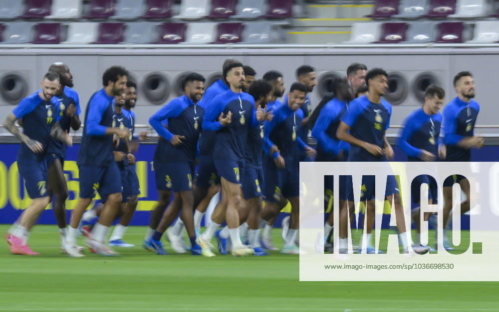 Al Duhail SC (QAT)v Al Nassr (KSA)- AFC Champions League In Doha Saudi Arabias Al Nasser players warm up during a training session at Khalifa International Stadium in Doha on 06 November 2023 on the eve of their AFC Champions League Group E match against Qatar s Al Duhail SC DOHA Qatar