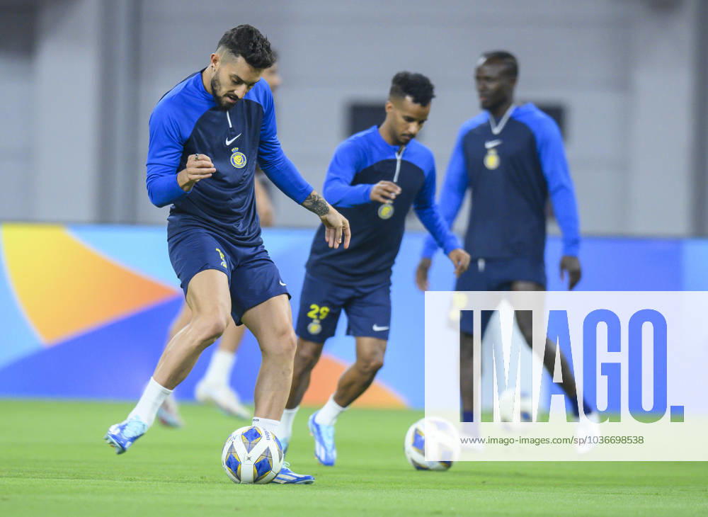 Al Duhail SC (QAT)v Al Nassr (KSA)- AFC Champions League In Doha Saudi Arabias Al Nasser player Alex Telles (L) during a training session at Khalifa International Stadium in Doha on 06 November 2023 on the eve of their AFC Champions League Group E match against Qatar s Al Duhail SC DOHA Qatar
