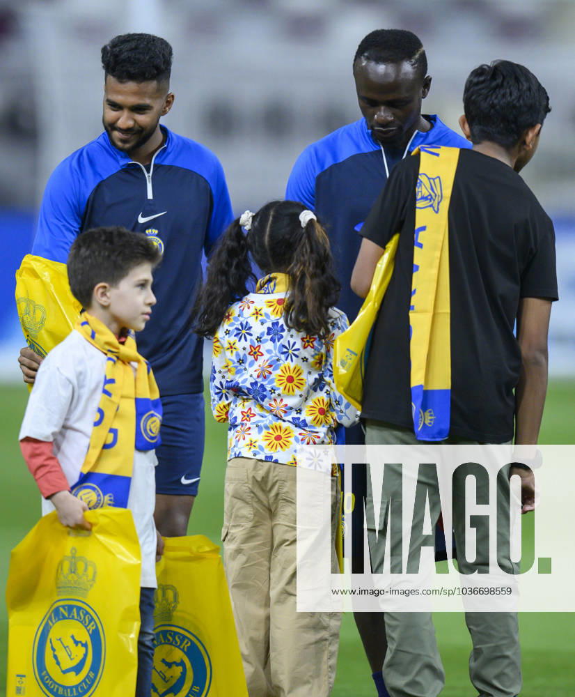 Al Duhail SC (QAT)v Al Nassr (KSA)- AFC Champions League In Doha Saudi Arabia s Al Nasser player Sadio Mane signs autographs for young fans before the training session at Khalifa International Stadium in Doha on 06 November 2023 on the eve of their AFC Champions League Group E match against Qatar s Al Duhail SC DOHA Qatar