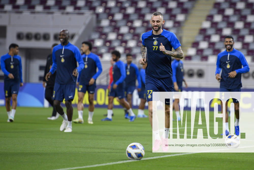 Al Duhail SC (QAT)v Al Nassr (KSA)- AFC Champions League In Doha Saudi Arabias Al Nasser players warm up during a training session at Khalifa International Stadium in Doha on 06 November 2023 on the eve of their AFC Champions League Group E match against Qatar s Al Duhail SC DOHA Qatar