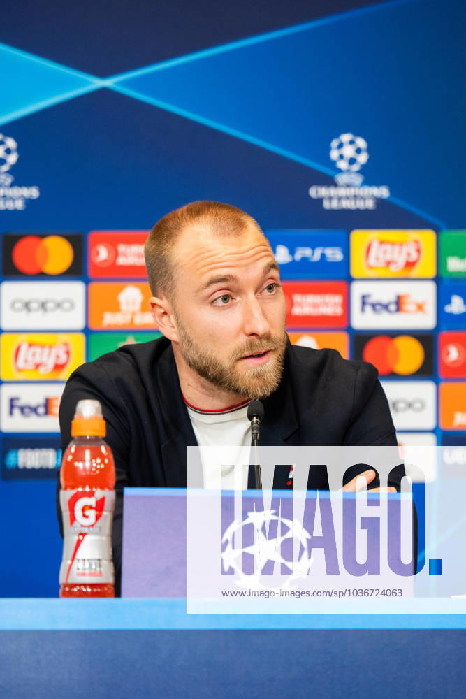 Manchester United, ManU press conference, PK, Pressekonferenz ahead of UEFA Champions League in Copenhagen, Denmark Copenhagen, Denmark. 07th, November 2023. Christian Eriksen of Manchester United seen during a press conference ahaed of the UEFA Champions League match between FC Copenhagen and Manchester United at Parken in Copenhagen. Copenhagen Denmark