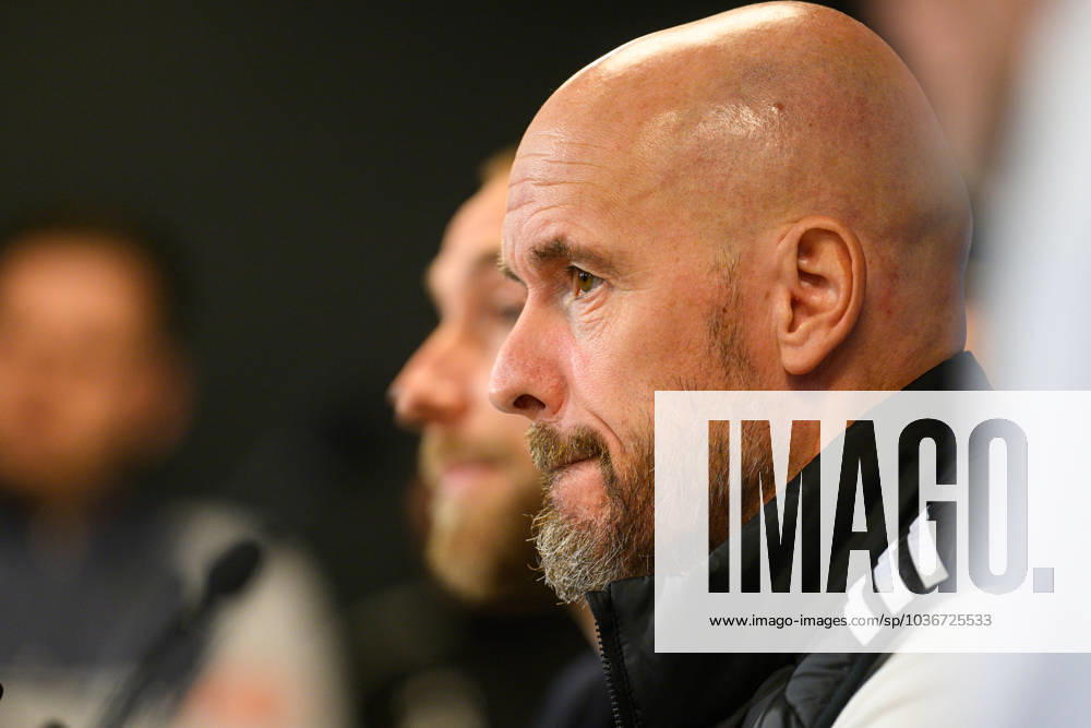 Manchester United, ManU press conference, PK, Pressekonferenz ahead of UEFA Champions League in Copenhagen, Denmark Copenhagen, Denmark. 07th, November 2023. Head coach Erik ten Hag of Manchester United seen during a press conference ahaed of the UEFA Champions League match between FC Copenhagen and Manchester United at Parken in Copenhagen. Copenhagen Denmark