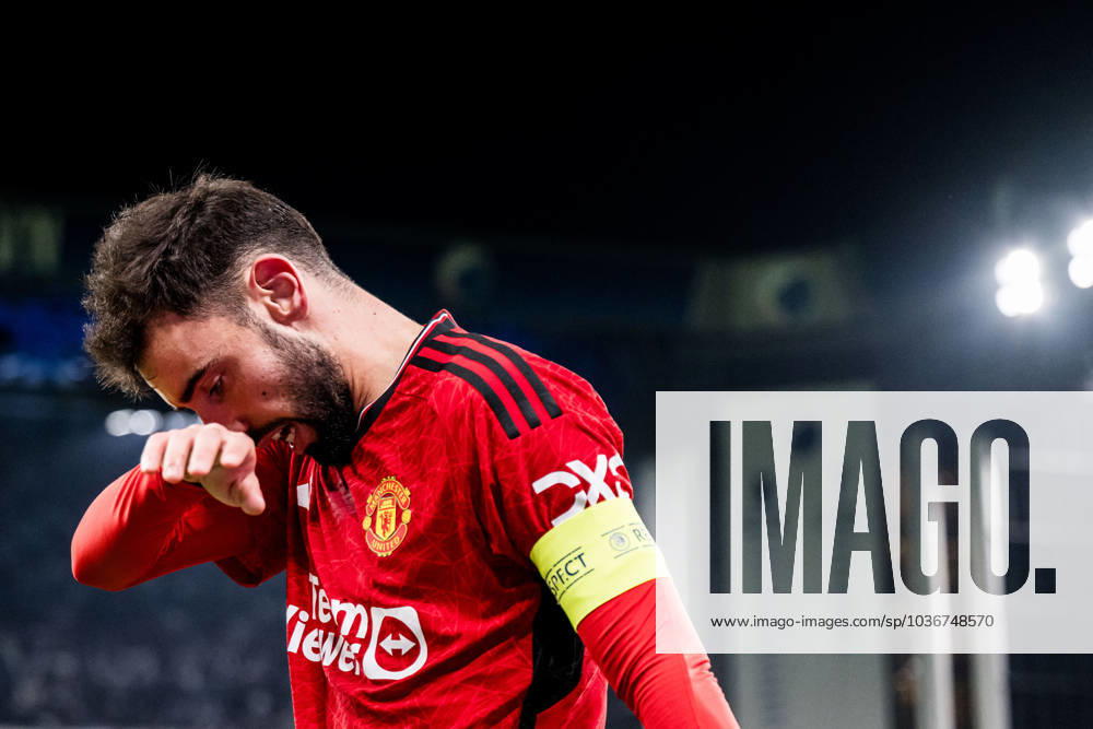 Bruno Fernandes of Manchester United looks dejected during the UEFA Champions League football match between FC Copenhagen and Manchester United on November 8, 2023 in Copenhagen Photo Petter Arvidson BILDBYRAN kod PA PA0685 fotboll soccer fotball champions league fc copenhagen manchester united bbeng depp