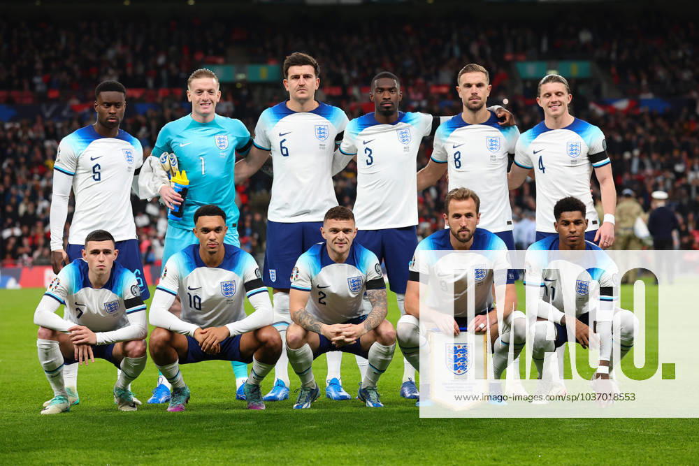 17th November 2023; Wembley Stadium, London, England; UEFA EURO, EM, Europameisterschaft,Fussball 2024 Qualifying Football, England versus Malta; England pose for a team photo ActionPlus12576829 JohnxPatrickxFletcher Content restricted for UK based newspaper