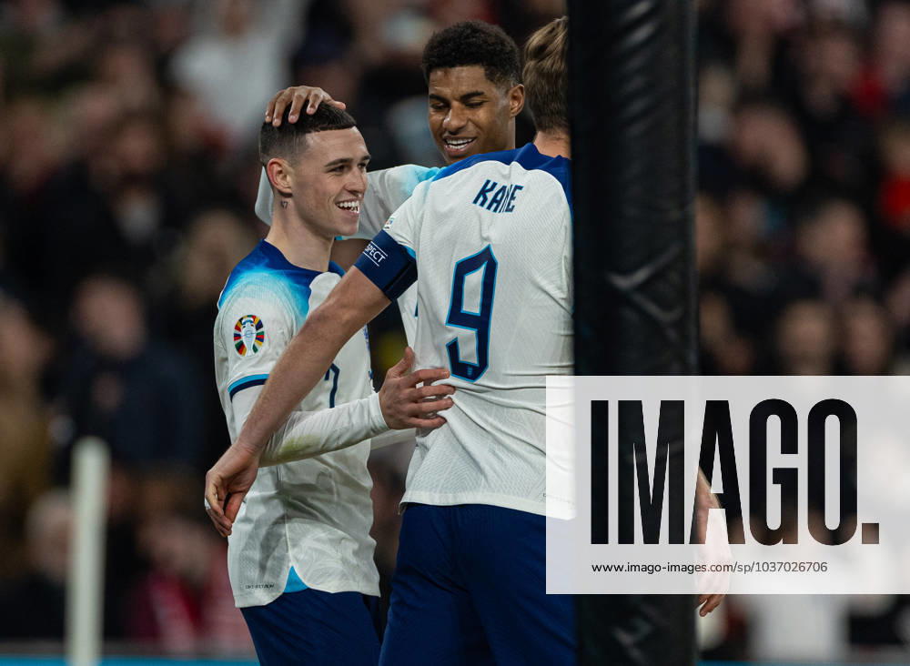 (231118) -- LONDON, Nov. 18, 2023 -- Players of England celebrate after Enrico Pepe of Malta scored an own goal during the UEFA EURO, EM, Europameisterschaft,Fussball 2024 Group C qualification match between England and Malta in London, Britain on Nov. 17, 2023. FOR . NOT FOR SALE FOR MARKETING OR ADVERTISING CAMPAIGNS. NO USE WITH UNAUTHORIZED AUDIO, VIDEO, DATA, FIXTURE LISTS, CLUB LEAGUE LOGOS OR LIVE SERVICES. ONLINE IN-MATCH USE LIMITED TO 45 IMAGES, NO VIDEO EMULATION. NO USE IN BETTING, GAMES OR SINGLE CLUB LEAGUE PLAYER PUBLICATIONS. (SP)BRITAIN-LONDON-FOOTBALL-UEFA EURO 2024-QUALIFIERS (Xinhua)