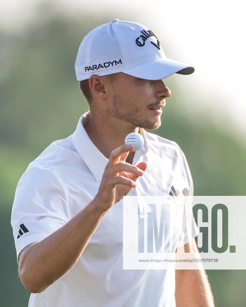 NICOLAI HoJGAARD of Denmark reacts after a putt on the 17th green during DP World Tour Championship in Dubai, United Arab Emirates, Nov 19, 2023. Dubai United Arab Emirates
