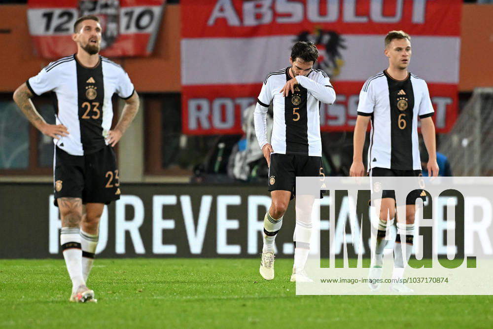 Vienna, Ernst Happel Stadion, 21 11 23, GER, Men, Laenderspiel, Austria Germany Picture from left Robert ANDRICH Germany , Mats HUMMELS Germany and Joshua KIMMICH Germany Only for editorial use UEFA regulations prohibit any use of photographs as image sequences and or quasi video Vienna Austria