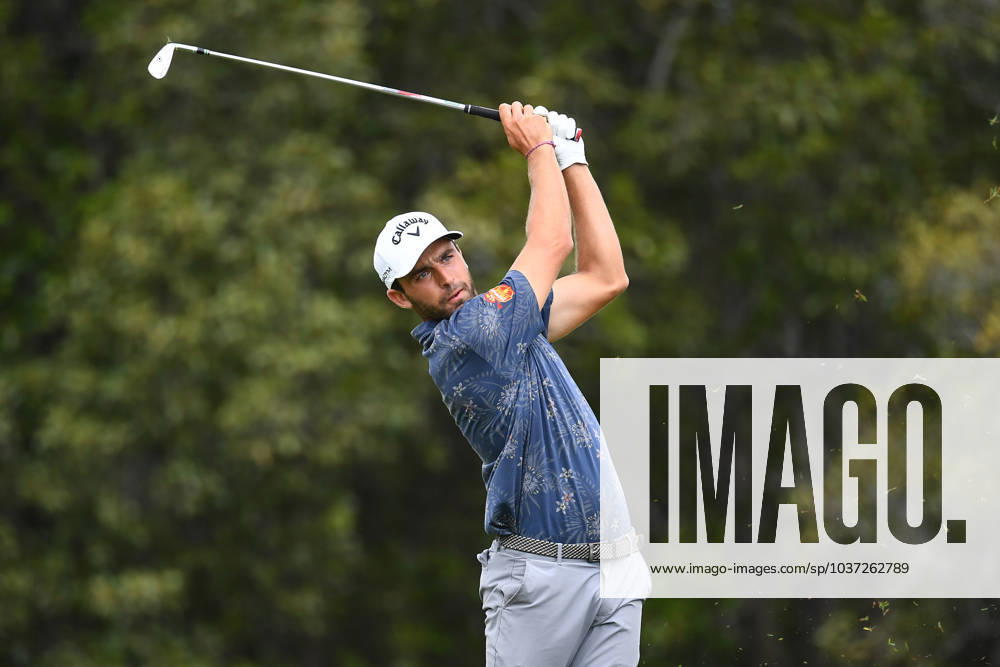 GOLF AUSTRALIAN PGA, Golf Herren Joel Moscatel plays a shot during round 3 of the 2023 Australian PGA Championship in Brisbane, Saturday, November 25, 2023. ( NO ARCHIVING, , NO USE IN BOOKS WITHOUT CONSENT BRISBANE QUEENSLAND AUSTRALIA