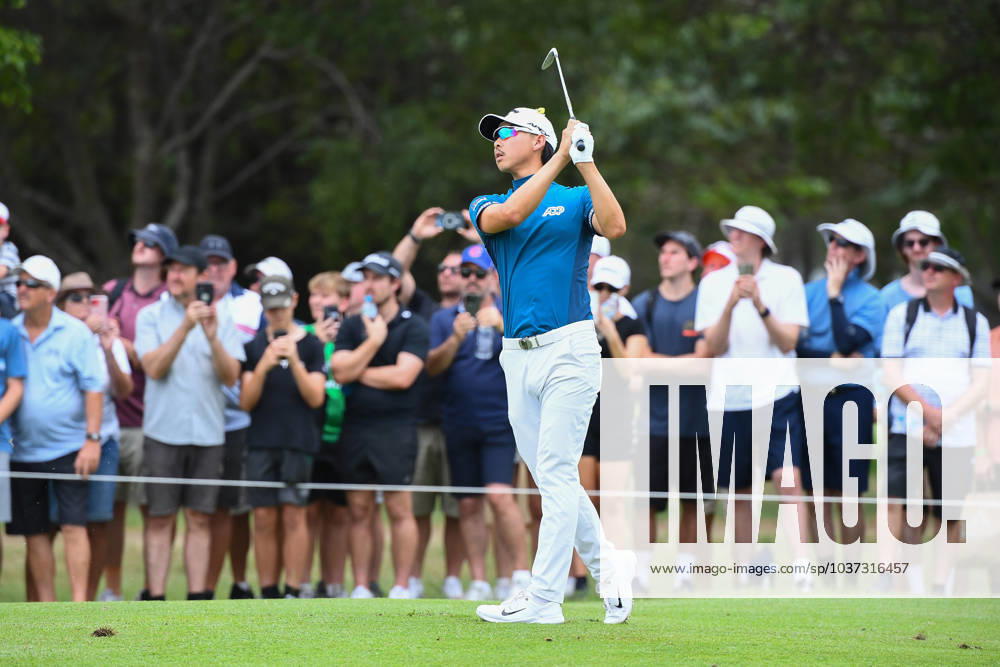 GOLF AUSTRALIAN PGA, Golf Herren Min Woo Lee plays a shot during the final round of the 2023 Australian PGA Championship in Brisbane, Sunday, November 26, 2023. ( NO ARCHIVING, , NO USE IN BOOKS WITHOUT CONSENT BRISBANE QUEENSLAND AUSTRALIA