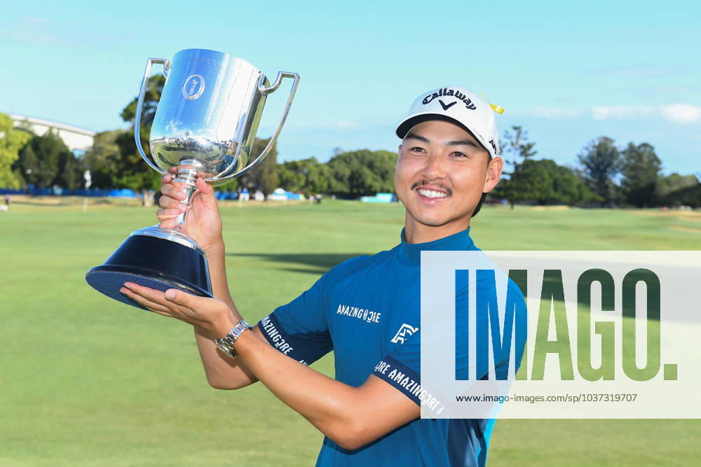 GOLF AUSTRALIAN PGA, Golf Herren Min Woo Lee celebrates winning the 2023 Australian PGA Championship in Brisbane, Sunday, November 26, 2023. ( NO ARCHIVING, , NO USE IN BOOKS WITHOUT CONSENT BRISBANE QUEENSLAND AUSTRALIA