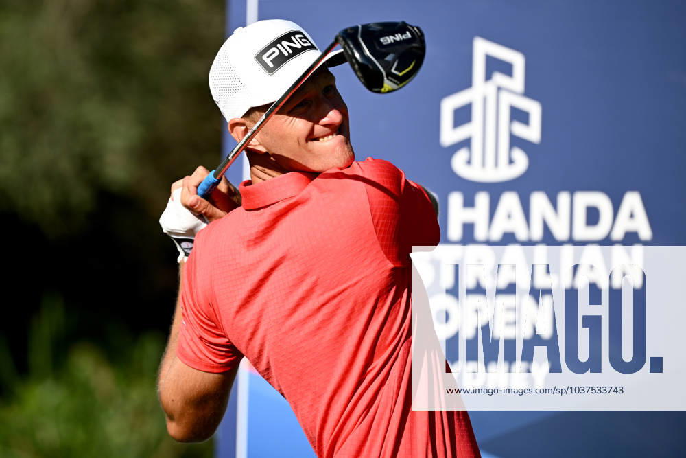 GOLF AUSTRALIAN OPEN, Adrian Meronk of Poland plays a shot from the 12th tee during Round 2 of the Australian Open 2023 at the Lakes Golf Club in Sydney, Friday, December 1, 2023. ( NO ARCHIVING, , NO USE IN BOOKS WITHOUT CONSENT SYDNEY NEW SOUTH WALES AUSTRALIA