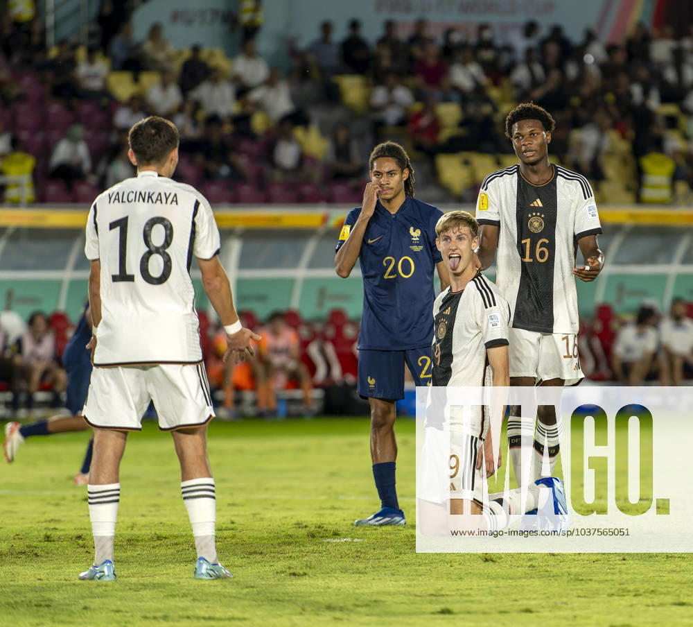 Football U 17 World Cup 2023, Final Germany France, at Manahan Stadium Surakarta Max Moerstedt Germany is happy about the penalty kick with Bilal Yalcinkaya Germany