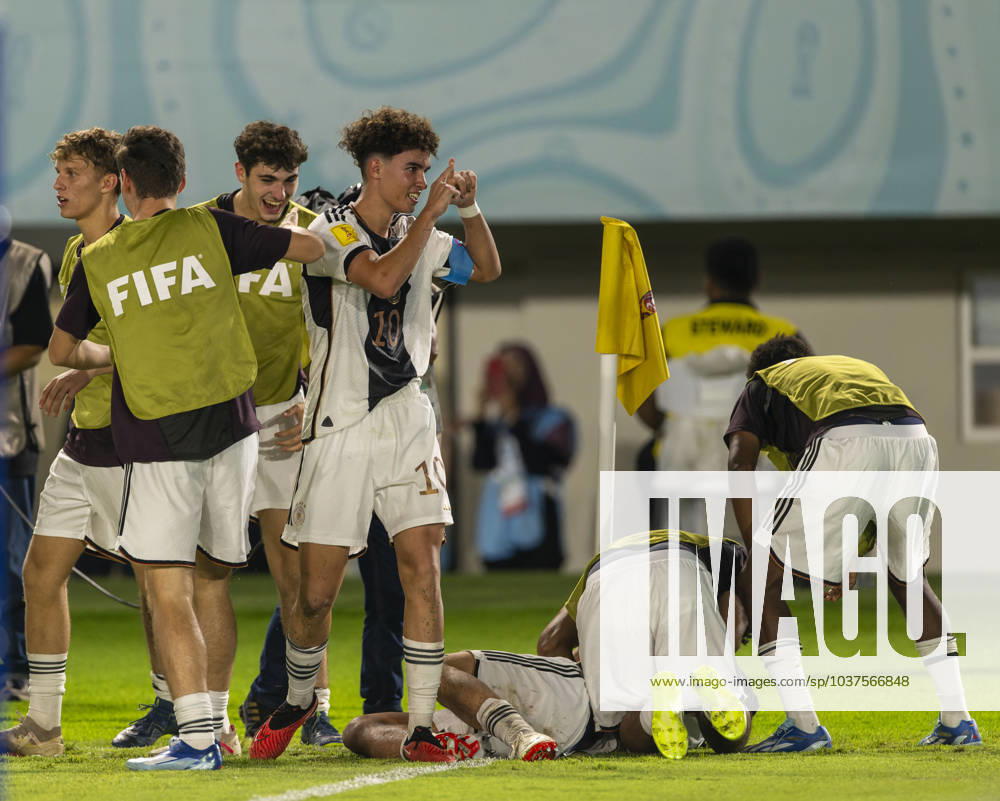Football U 17 World Cup 2023, Final Germany France, at Manahan Stadium Surakarta Goal celebration Noah Darvich li, Germany 2 0