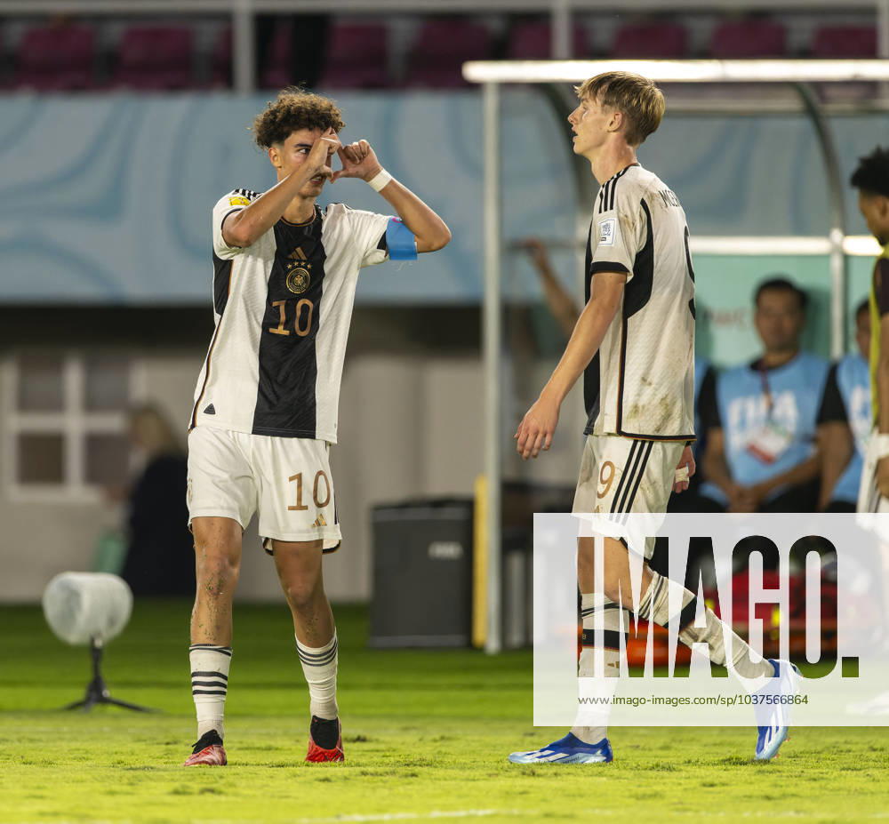 Football U 17 World Cup 2023, Final Germany France, at Manahan Stadium Surakarta Goal celebration Noah Darvich li, Germany 2 0