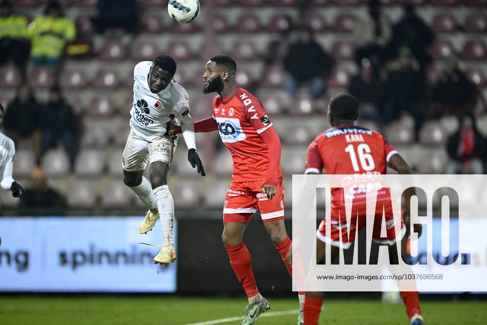 KV Kortrijk v RWDM - Belgian Croky Cup KORTRIJK, BELGIUM - DECEMBER 05 : Sissako Abdoulaye midfielder of KV Kortrijk and Mboup Pathe forward of RWDM during the Belgian Croky Cup round of sixteen match between KV Kortrijk and RWDM in the Guldensporen stadium on December 5, 2023 in Kortrijk, Belgium, 05 12 2023 Kortrijk Belgium