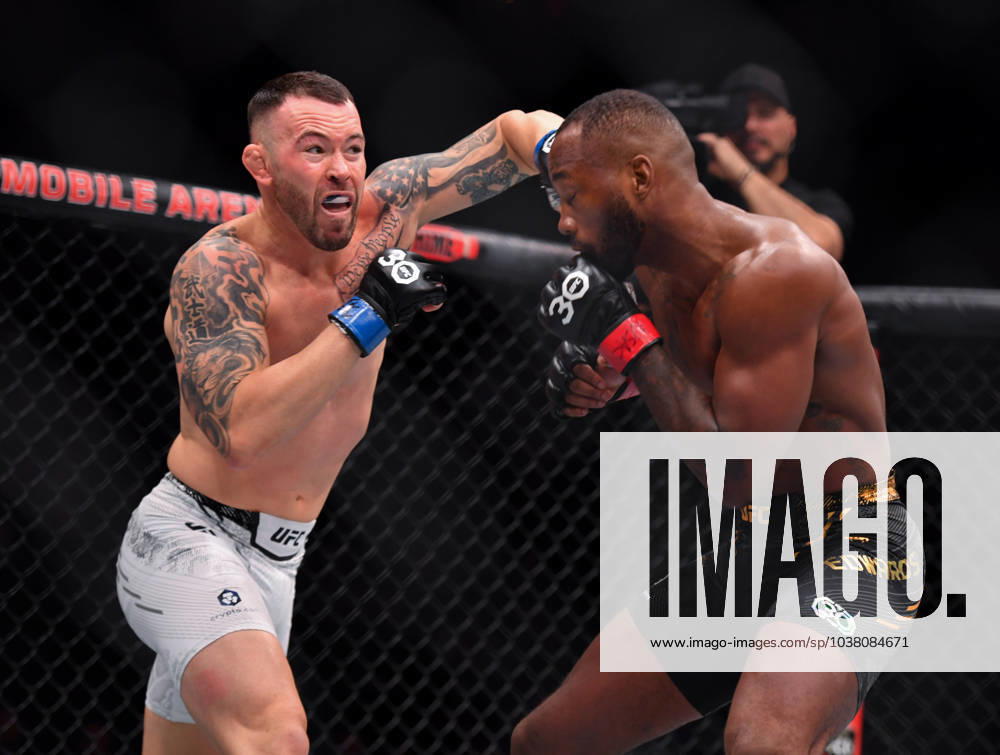 LEON EDWARDS (21-3-0) of Erdington, birmingham, England (R) defeats COLBY COVINGTON (17-3-0) of Miami, Florida USA (L) by a unanimous decision (49-46, 49-46, 49-46) during UFC 296 at T-Mobile Arena, Las Vegas Las Vegas USA - ZUMAo117 20231216_zsp_o117_037
