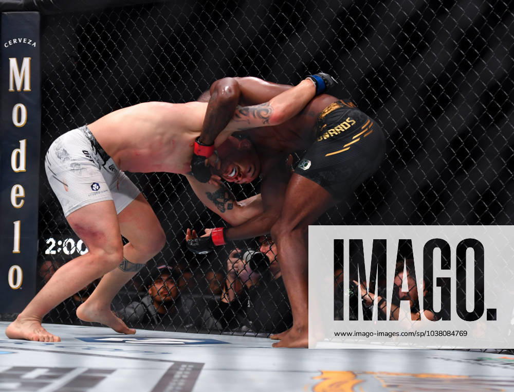 LEON EDWARDS (21-3-0) of Erdington, birmingham, England (R) defeats COLBY COVINGTON (17-3-0) of Miami, Florida USA (L) by a unanimous decision (49-46, 49-46, 49-46) during UFC 296 at T-Mobile Arena, Las Vegas Las Vegas USA - ZUMAo117 20231216_zsp_o117_047