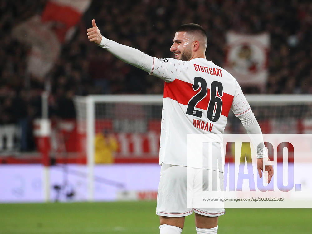 Stuttgart , Bundesliga, Season 2023 2024, VfB Stuttgart vs FC Augsburg, Scorer Deniz Undav VfB celebrates his goal for 1 0 According to the regulations of the DFL German Football League, it is prohibited to exploit or have exploited photographs taken in the stadium and or of the match in the form of sequential images and or video-like photo series